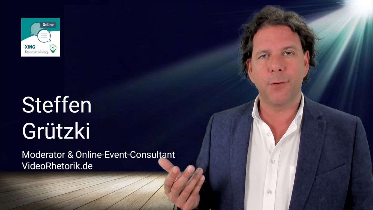 Moderator Steffen Grützki beim "XING Expertendialog Online" zu Digitalisierung, Führung, Marketing & Vertrieb